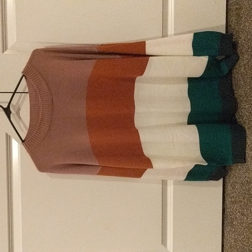 Roolee boutique multi colored knit crew neck sweater women's size XXL